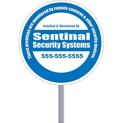 9" Circle Security White Polyethylene Yard Sign